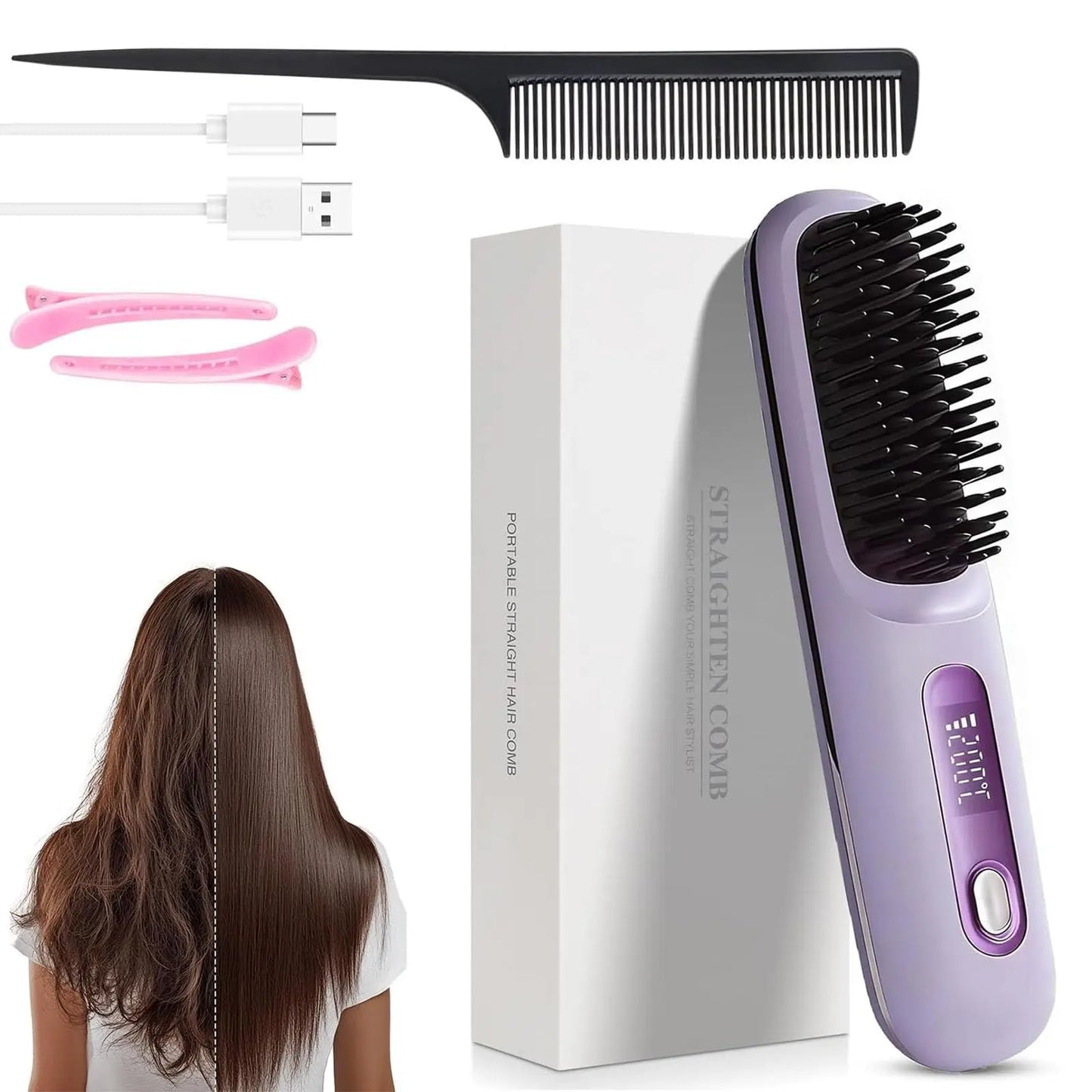 Brosse lissante sans fil 3-en-1 Velluvia