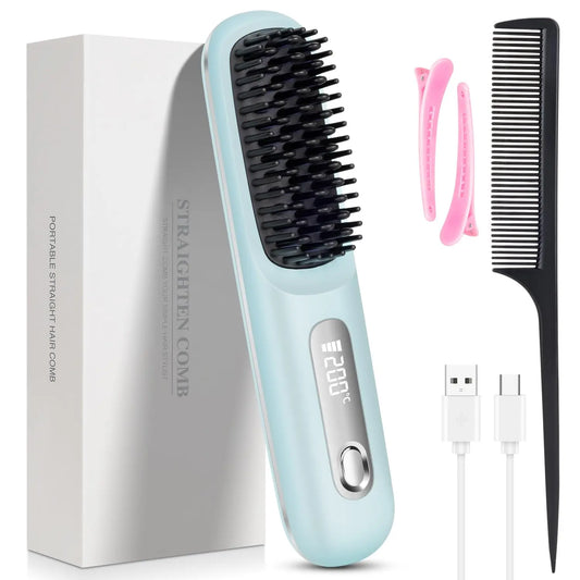 Velluvia 3-in-1 Cordless Hair Straightener Brush